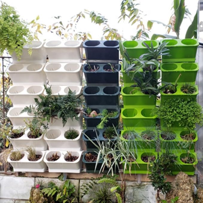 Vertical Wall Planter, Hanging Planter Deeper Boxs with 8 Pots for Indoor Outdoor Decor, Wall Mounted Planter for Yard Garden Fence Home Balcony Office, Easy to Install and Move
