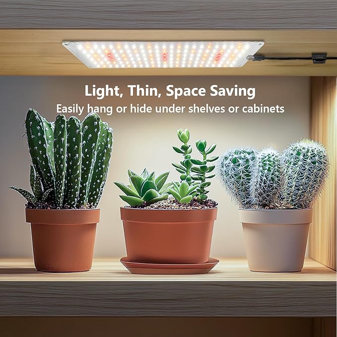 Grow Light, Full Spectrum Under Cabinet Plant Lights for Indoor Growing Seedling 3 Panels, Large Area Illumination 414 LEDs Lightweight Grow Lamp with UL Adaptor 16 Hour Timer