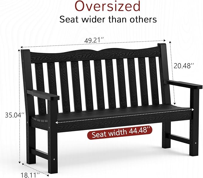 Stoog Weatherproof Outdoor Bench & Outdoor Chairs Set, Patio Furniture Set, Include 2 Garden Chairs and 1 Garden Bench, for Porch, Backyard, Lawn, Patio and Deck, Black