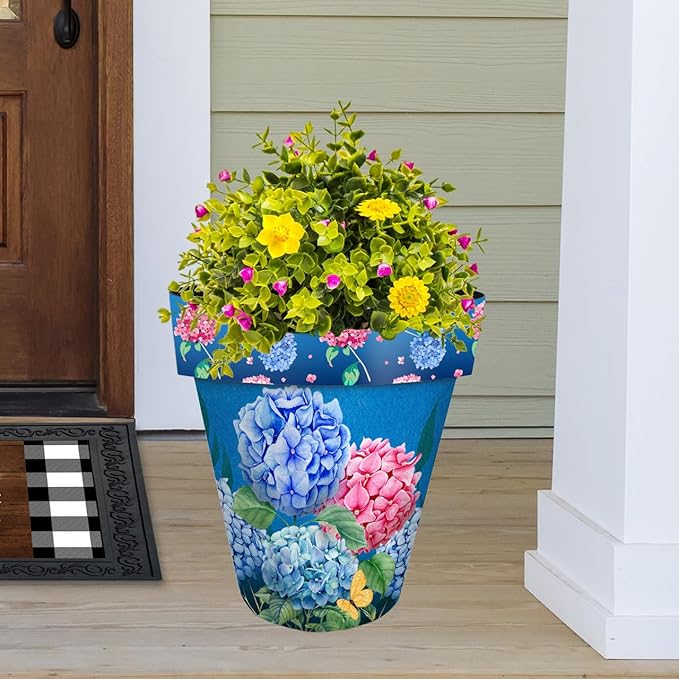 Briarwood Lane Spring Planter 14" x 15" x 15" Colorful Hydrangeas Large for Spring Planter