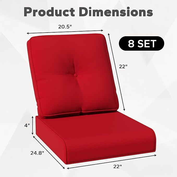 Joyside Outdoor Chair Cushions Set, 22x25/22x24 Inch Patio Furniture Deep Seat Cushions, Water Resistant & Thick Cushion, Outdoor Replacement Cushions for Seat and Sofa