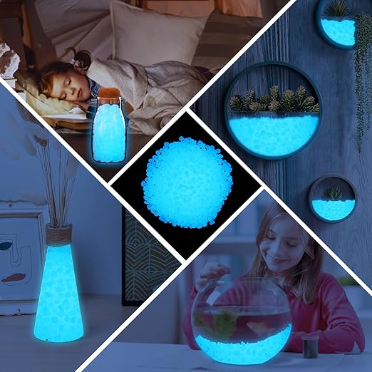1.15LB 0.4" Glow in The Dark Stones Luminous Stones Glow in The Dark Rocks Outdoor Blue Rocks Luminous Stones for Fish Tank Aquarium Driveway Walkway,Blue