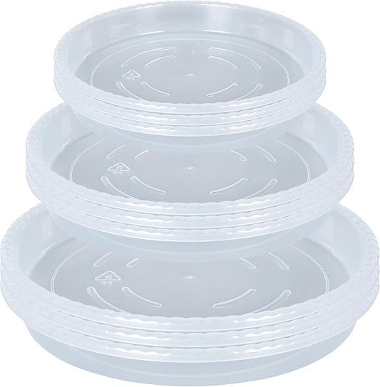 9 Pack of Clear Plant Saucer 6 8 10 inch, Plastic Flower Plant Pot Saucer, Heavy Duty Plant Drip Trays Saucers for Indoor, Plant Water Tray for Planters