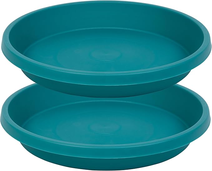 Plant Saucers 10 Inch Round 2 Pack Plastic Heavy Duty Drip Trays for Indoor Outdoor Use