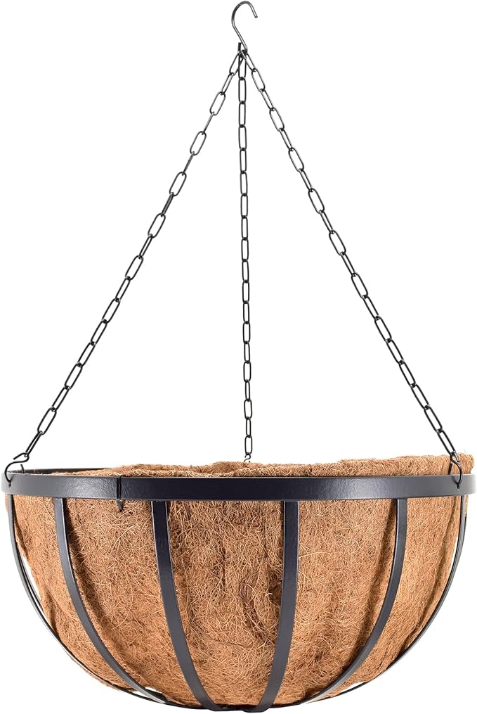 Arcadia Garden Products Round Hanging Planter Basket with Coco Liner, [20-inch]