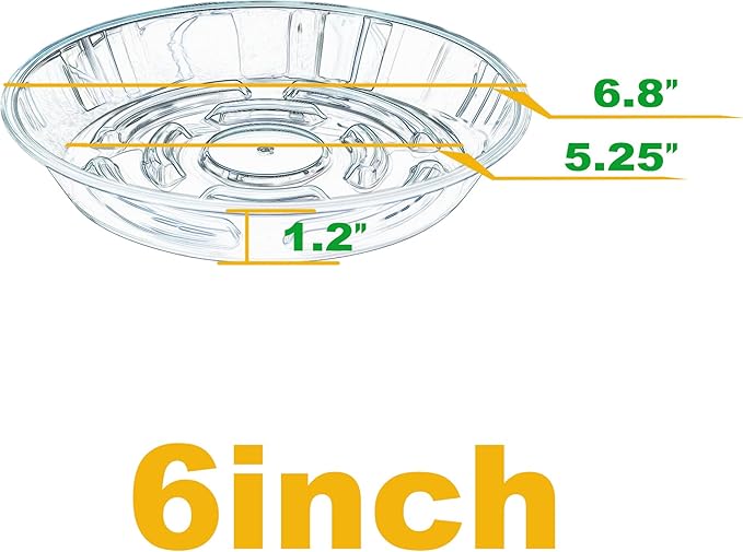 6 Packs Plant Saucer Pot Tray, 6 inch Grey Flower Planter Saucers and Drip Trays