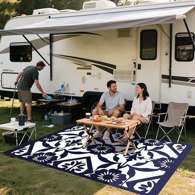 WILDROOTS 4x6 Feet Klein Plastic Outdoor Rug, Stain Resistant Waterproof Reversible Outdoor Patio Rug, Fade Resistant Camping Rug