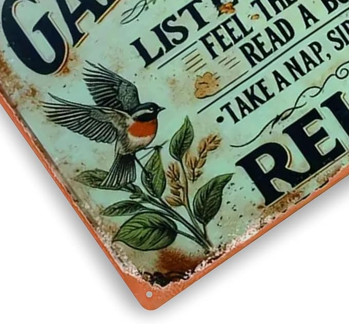 Garden Signs Vintage Metal Sign, Retro Garden Signs for Outside Home Gardening Greenhouse Yard Outdoor Decor 8x12 Inch