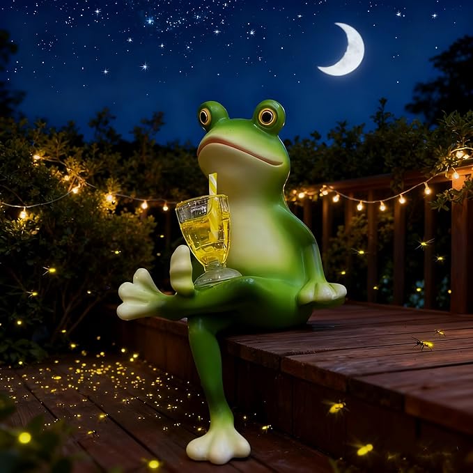 Miniature Frog Garden Statue Planter Decoration for Pots, Small Frog Figurines Decor Fairy Gardens Accessories for Yard Lawn Outside