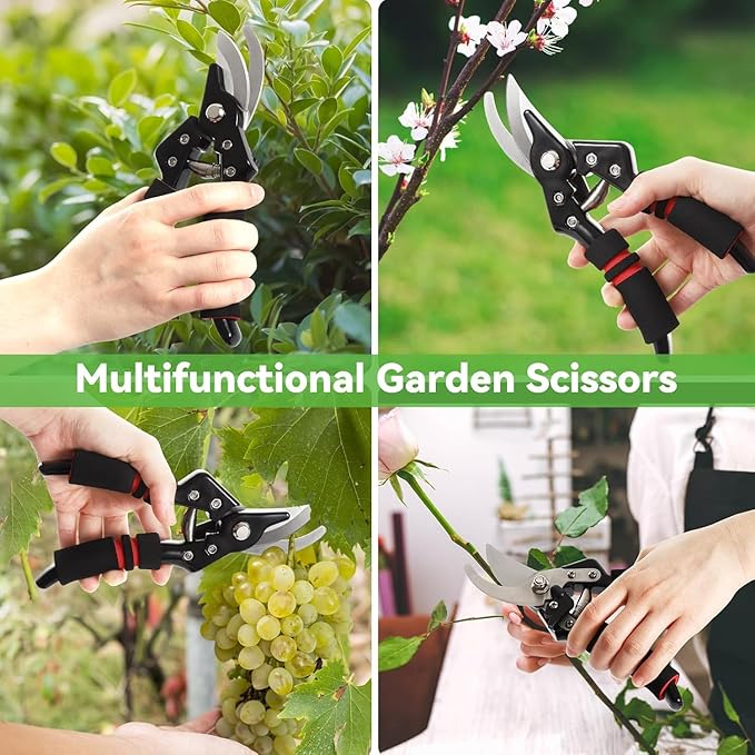 Pruning Shears for Gardening Heavy Duty Garden Scissors with Sharp SK5 Steel Blades, Ergonomic Grip Rust-Resistant Shears Pruning Tools Ideal Garden Snips and Pruners for Trees Plants Flowers