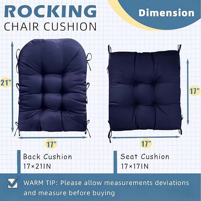 Waterproof Rocking Chair Cushion Patio Chair Cushions Tufted Chair Pads for Rocker Furniture Indoor Outdoor Dark Grey