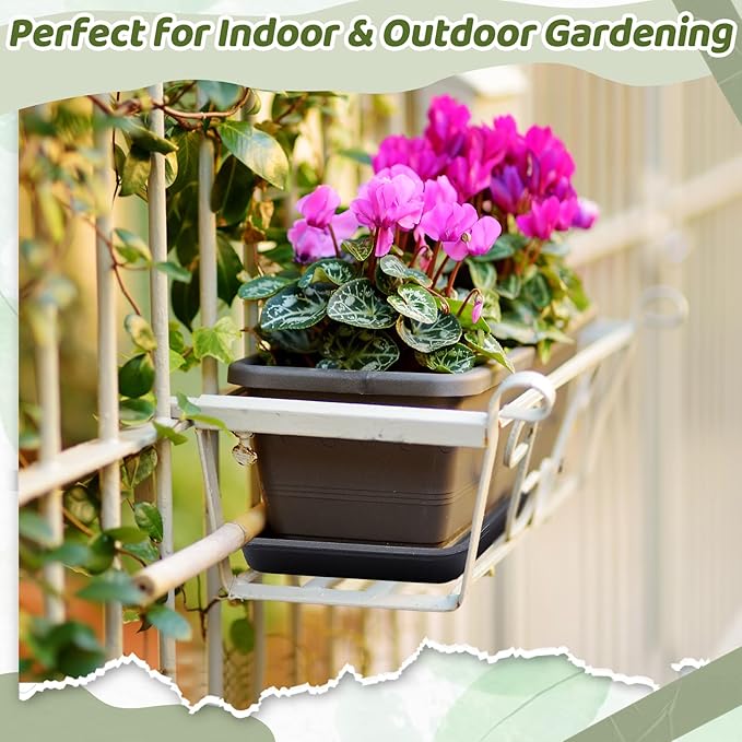 4 Pack Black 24 x 8.2 x 0.8 Inch Rectangle Plant Saucer Large Plastic Plant Tray Water Drip Trays for Windowsill Flower Pot Planter Drainage Germination Garden Outdoor Indoor Use