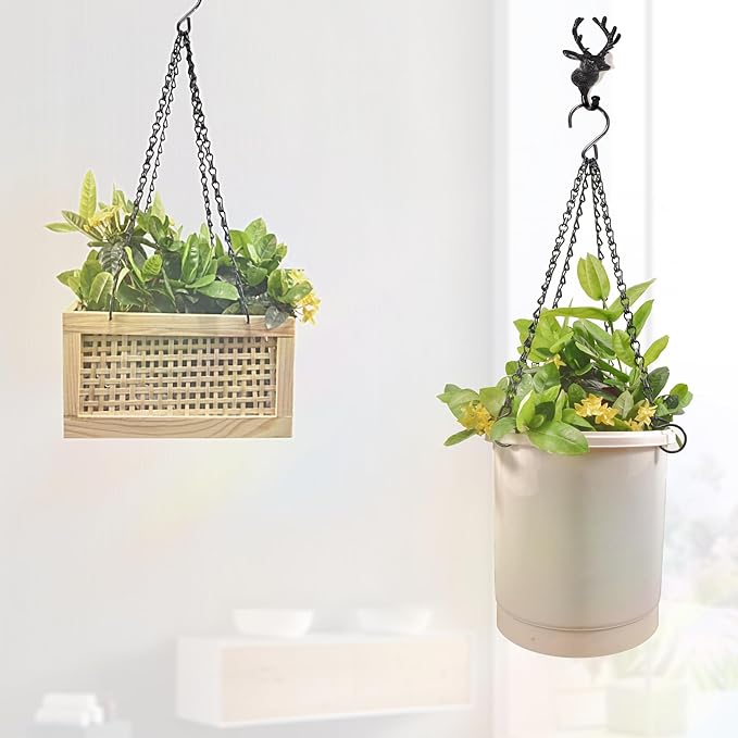 2Packs 26inch 90lbs Black Heavy Duty Metal Hooks Hanging Chains Hangers for Garden, Balcony, Yard, Kitchen, for Hanging Plant Pots,Planters,Bird Feeder,Lanterns, Billboard Etc.