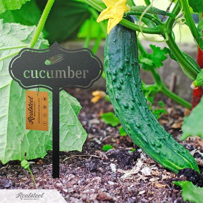 RealSteel Metal Seed & Plant Markers – Elegant Indoor & Outdoor Garden Stakes – Durable Herb, Vegetable & Fruit Plant Labels for Pots, Raised Beds & Greenhouse – Farmhouse Garden Gift - Artichoke