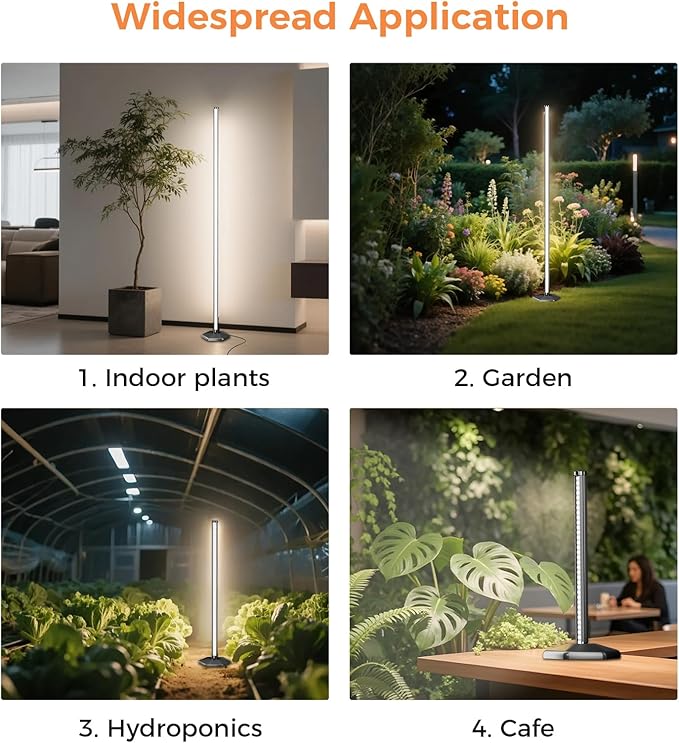 Grow Lights for Indoor Plants, 44W 192 Led Full Spectrum Plant Light, 5.4FT Adjustable Length Standing Grow Light with Timer/Six Leg Base for Greenhouse/Garden
