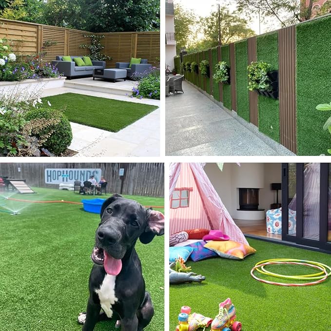 Artificial Grass Turf Outdoor, 10FT x 17FT (170 Square Feet) 1.38" Thick Fake Realistic Pet Grass Rug Synthetic Lawn Carpet, Astroturf Faux Indoor Landscape for Patio, Garden, Yard, Balcony