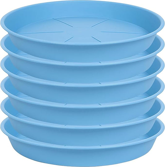 6 Pack of Plant Saucer Tray 4 6 8 10 12 14 17 19 22 25 inch, Heavy Duty Plastic Pot Plant Drip Trays Saucers for for Indoors Outdoor, Plant Water Tray for Planters 4-7" (6", Light Blue)