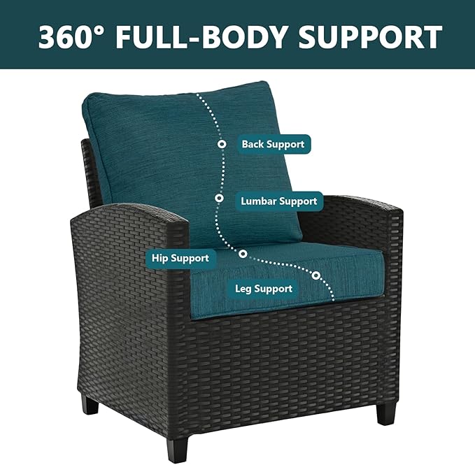 Goodgoods 24 x 28 Outdoor Patio Deep Seat Cushions 2-Pack, 1000+ Hours Fade-Resistant & Water-Resistant Outdoor Furniture Chair Cushions with 30D High-Resilience Foam for Sofa Chair, Malachite
