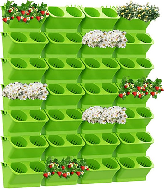 Vertical Wall Planter,Stacking Planters for Outdoor Plants,Garden Self Watering Wall-Mounted Planter,Indoor Outdoor Living Wall Planter Hanging Planter,Plant Flower Pot Holder Green Herb Wall Decor