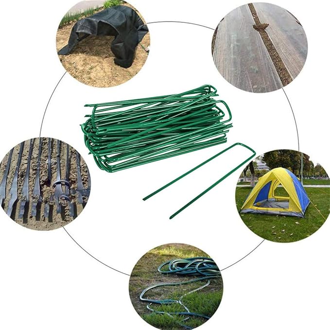 Garden Pegs Pins Ground Stakes Staples Spikes U Shaped Landscape Securing Nail Pin Lawn Fabric Netting Matting 6Inch 20PCS