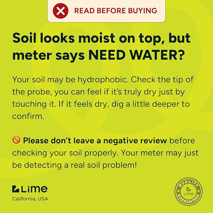 GROWIT Plant Moisture Meter - Accurately Tells You When to Water Your Plants - No Battery Needed