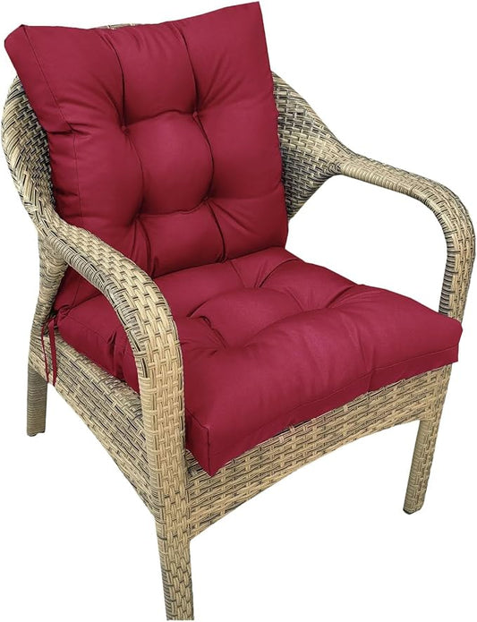 Outdoor Chair Cushions Burgundy Waterproof Wicker Chair Cushion with Back Thicker Indoor Rocking Chair Pads,41.7"*20.8" for Outdoor Indoor Home Office