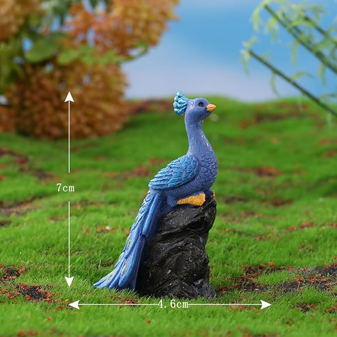 7 PCS Mini Resin Peacock, Fairy Garden Accessories, Miniature Figurines, Micro Landscape Ornaments