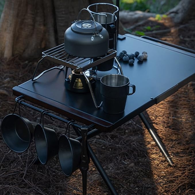 Folding Camping Table, Portable Picnic Table Outdoor Table with Hanging Side Pipe, Sturdy Lightweight Picnic Table with Storage Bag, Camping Accessories for Home Picnic BBQ Garden Cooking