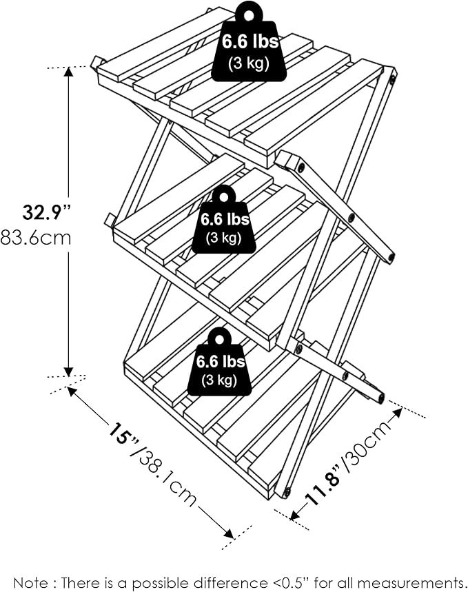 Furinno TIOMAN Patio Table, 3-Tier Outdoor Side Table, Toolless Multipurpose Folding Display Shelf, Plant Stand, for Patio, Garden, Porch, Natural