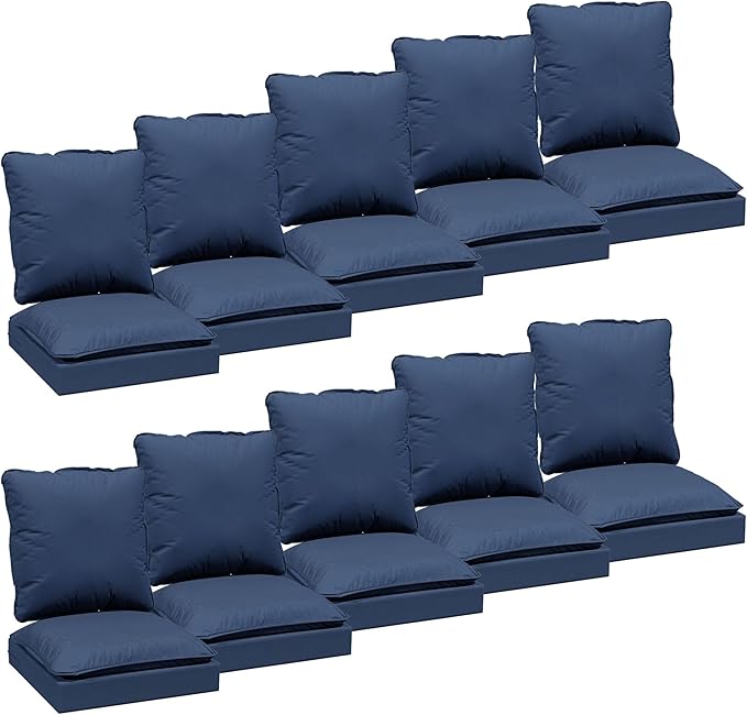 Joyside Outdoor Chair Cushions Set, 24x24 Inch Smile Patio Furniture Cushions, 6’’ Thick, Double-Layer, Water Resistant & Fade Resistant, Outdoor Replacement Cushions for Seat and Sofa