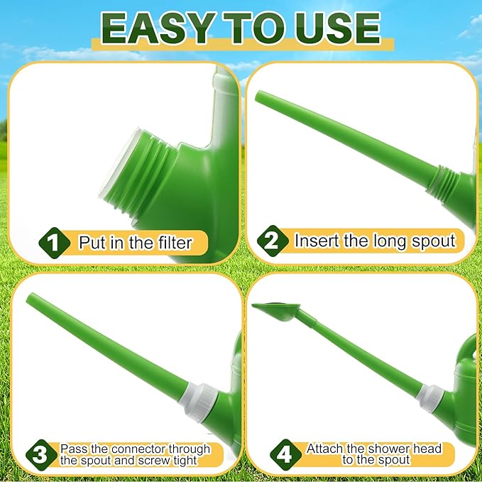 6 Pcs 1 Gallon Indoor Watering Can Set 450 ml Watering Can for Seedlings 15 oz Squeeze Bottle Plant Set for Indoor Outdoor Plants, Fluorescent Green