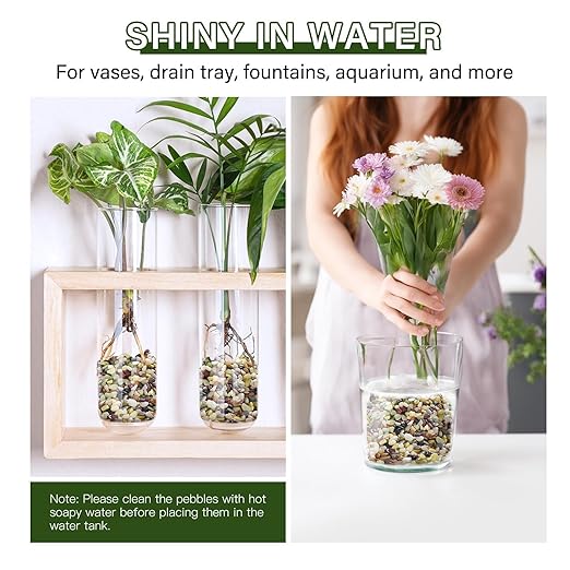 NUPICK 6 lbs Pebbles for Indoor Plants, 1/5 Inch Pea Gravel for Fish Tank, Polished Decorative Rocks for Succulent, Natural River Stones for Vases, Cactus, Landscaping, Bird Bath, Aquarium, Colorful