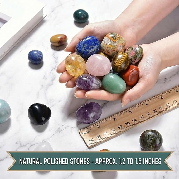 Polished Tigers Eye Crystal Stones - 2 Pcs of 1.2" Worry Stone for Anxiety, Pocket Palm Stone Super Large Handpicked Natural Tumbled Gemstones for Meditation, Reiki, Chakra Healing, Home Decor
