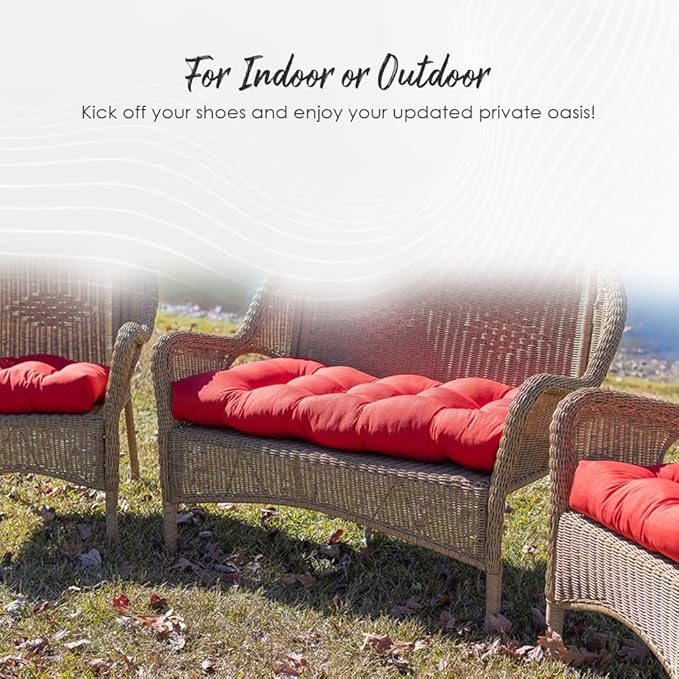 RSH DECOR: 3-Piece Wicker Tufted Cushion Set | for Large Wicker Sets | Outdoor Loveseat & U-Shaped Seat Cushions | Water & Fade-Resistant Spun Fabric | Colsen Noir - Made in USA