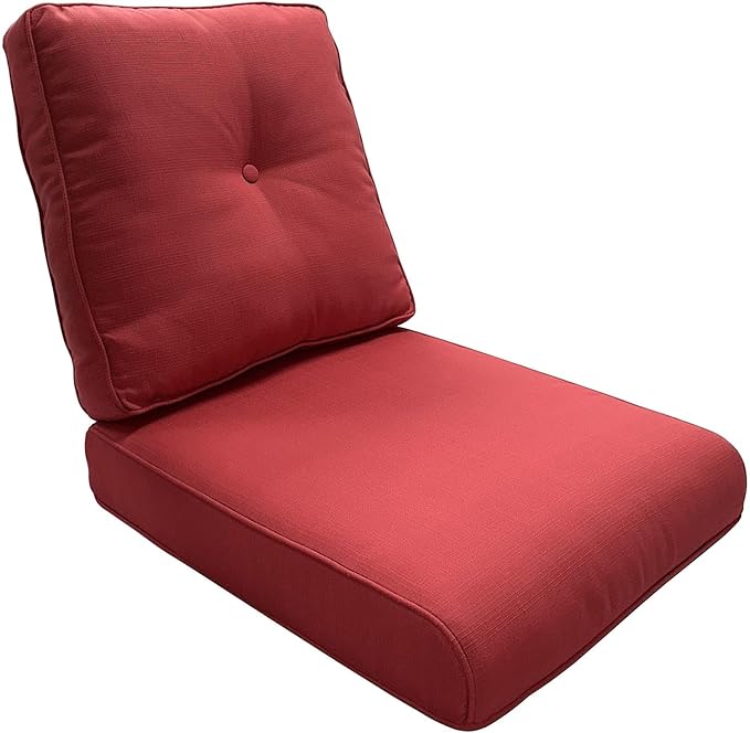 Outdoor Chair Cushions - 22 * 24" Patio Furniture Cushions with Removable Cover, 28D High Density Sponge Filling Outdoor Patio Cushions for Chairs, Rocker, Sofa and Loveseat - Red