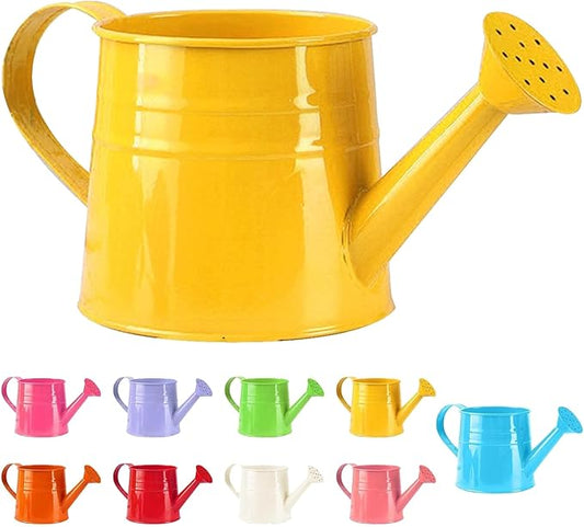 Watering Can Gardening Tool Accessories, Sprinkling Can 1L Metal Flower Garden Watering Can for Outdoor Indoor Plants Lawn Garden (Yellow)