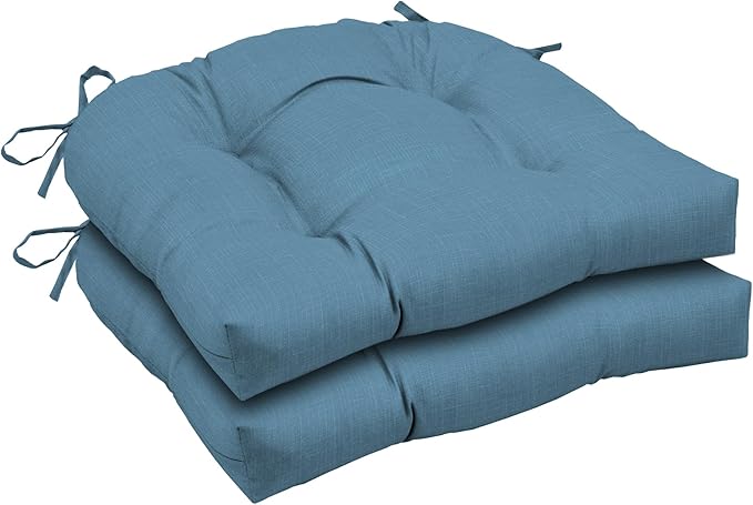 Arden Indoor/Outdoor Rocking Chair Or Wicker Chair Cushion, 2-Pack, 20 x 18, Water Repellent, Rain Proof, Fade Resistant Cushion for Rocking Or Rounded Back Chair French Blue Texture