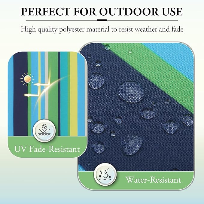Wellsin Outdoor Chair Cushions for Patio Furniture - Outdoor Cushions for Chairs - Water Resistant Patio Chair Cushions Set of 4, 18.5"X16"X3", Stripe 01