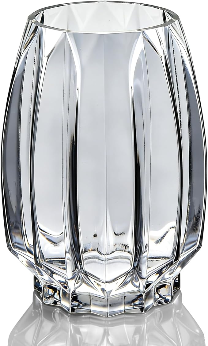 Glass Vase for Flowers - Hand Blown Flower Vase for Centerpieces, Wide Mouth Vase for Bouquets, Eucalyptus, Pampas Grass - Home Decor, Farmhouse, Dining Table