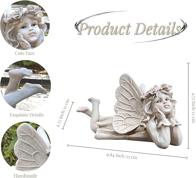 Garden Fairy Decor for Outside - Angel Holding Face Figurines, Lovely Fairy Statues Outdoor and Indoor, Ideal for Patio, Yard, Porch, and Lawn, Gift for Women