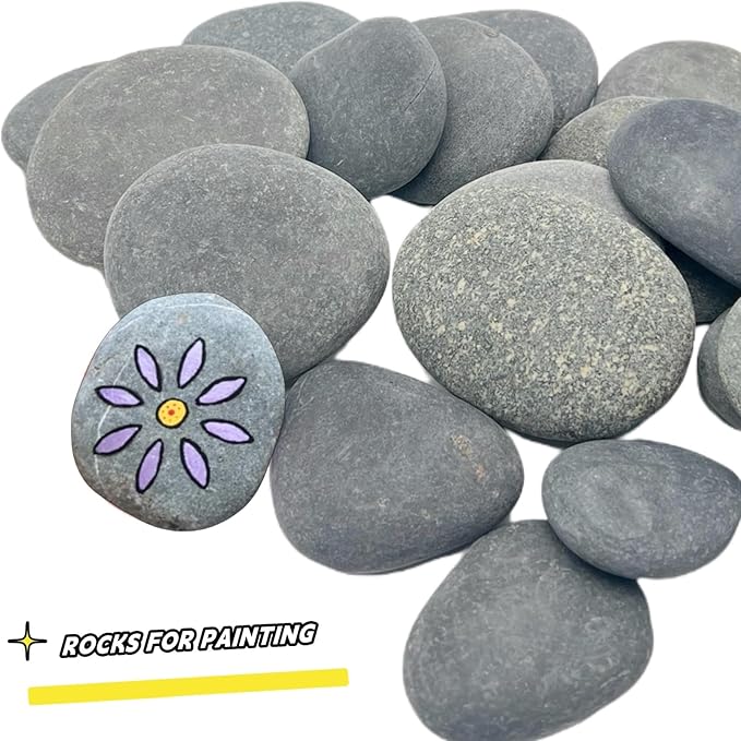 60 PCS Rocks for Painting, 1.5"-3.0" Flat DIY Painting Rocks, Medium & Small Smooth Rocks for Crafts, Arts,Decoration, Kindness Rocks Hand Picked for Painting