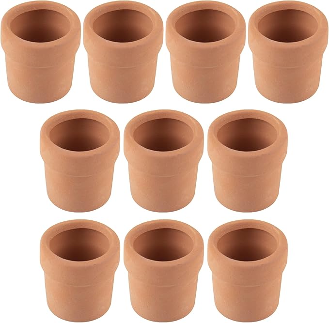 AUEAR, 10 Pack Mini Terracotta Pots Fairy Garden Clay Small Flower Pot for Indoor Outdoor Crafts 1.2"x1.2"