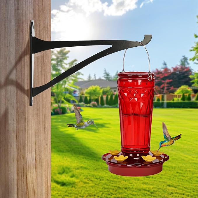 2 Piece 8-Inch Outdoor Decorative Iron Lantern Hooks for Wall Hanging Hummingbird Feeder Windchime Plant Hanger, Black