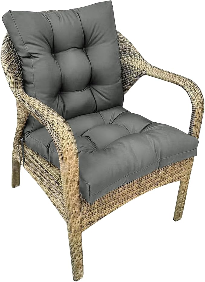 Outdoor Wicker Chair Cushion Waterproof Non Slip Patio Cushions for Outdoor Furniture,Thicken Indoor Chair Seat Pad for Dorm Office Dark Grey 41.7"*20.8"*3.5"