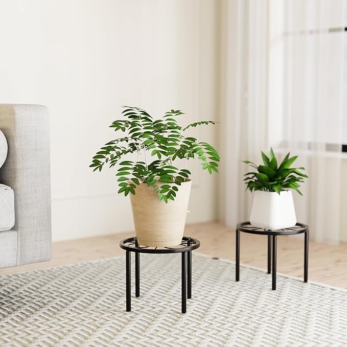 Plant Stand Plant Holder - 7.9 x 7.9 x 5.9 inches Plant Riser for Garden Courtyard, Heavy Duty Flower Stand for Multiple Plant Indoor or Outdoor, Black.