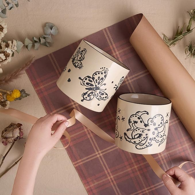 5 Inch Ceramic Plant Pots with Drainage Holes, Small Round Flower Pots for Indoor Plant, Unique Animal Flower Planters (Octopus)
