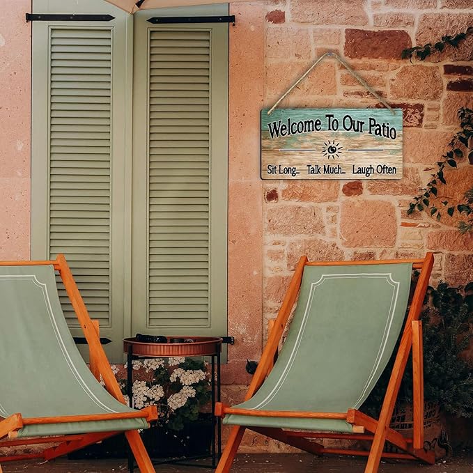Outdoor Patio Signs For Outside Welcome To Our Patio Sign Outdoor Patio Wall Decor Personalized Wood Garden Signs For Outside Porch Sign Beach Signs 6x12 Inch