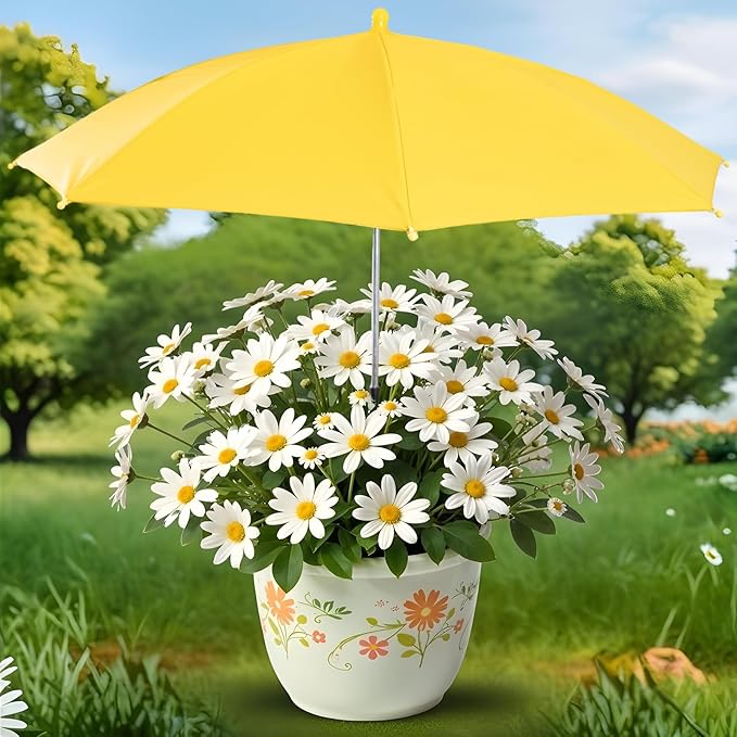 Prudiut Plant Umbrellas for Outdoor Plants, Plant Shades for Outdoor Plants from Direct Sunlight, 24in Garden Sun Shade Umbrella for Potted Plants Garden Bed Flower Pot