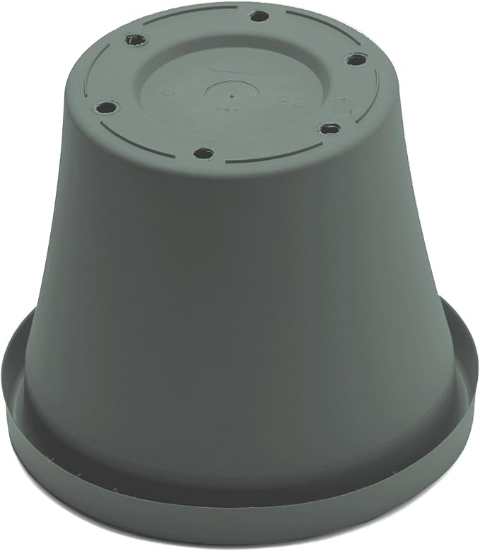Bloem Terra 4" Diameter Round Basil Resin Planter Pot with Pre-Drilled Drainage Holes for Indoor and Outdoor Gardening