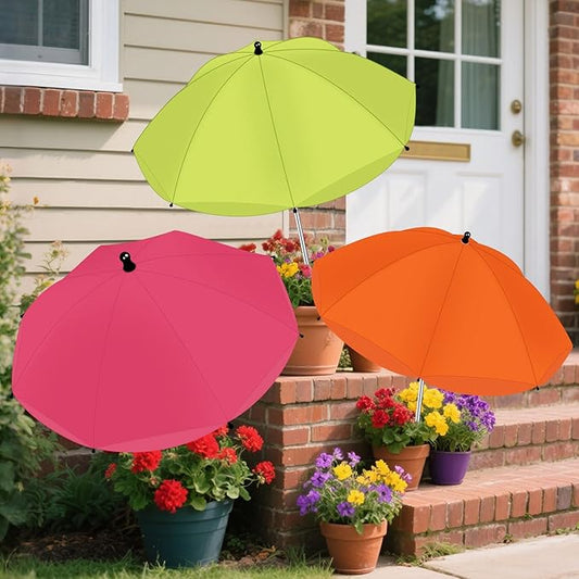 3 Pack Adjustable Plant Shades for Outdoor Plants, Larger Garden Umbrella Shade Covers for Plants, Sun Protection Umbrella for Potted Plants,Garden Bed,Flower Pot (Green+Rose red+Orange)